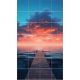 Tile mural with wooden pier and vibrant sunset clouds – modern decorative ceramic tile